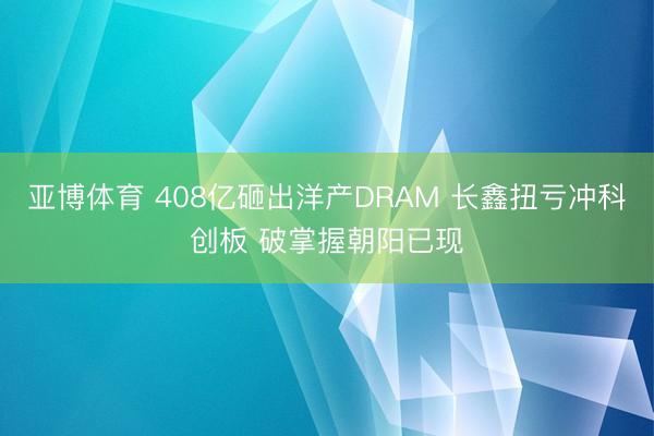 亚博体育 408亿砸出洋产DRAM 长鑫扭亏冲科创板 破掌握朝阳已现