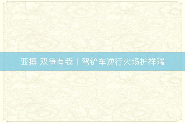 亚搏 双争有我丨驾铲车逆行火场护祥瑞